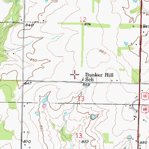 Topographic Map of KVCY - FM (Fort Scott), KS