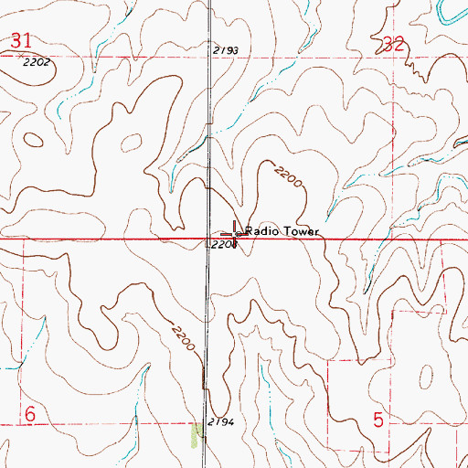 Topographic Map of KZAN - FM (Hays), KS