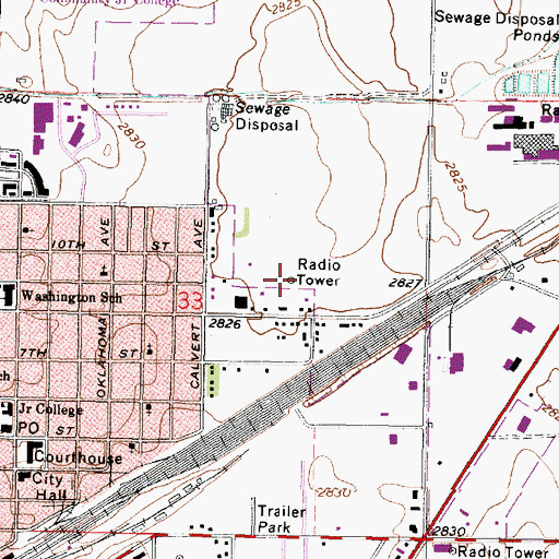 Topographic Map of KZQD - FM (Liberal), KS