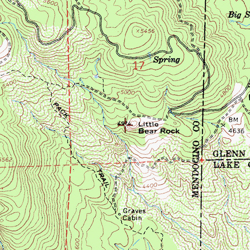 Topographic Map of Little Bear Rock, CA