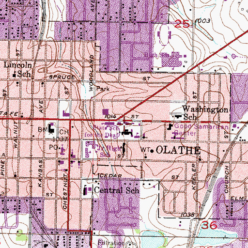 Topographic Map of Kansas State School for the Deaf Alvin F Ekengren Building, KS