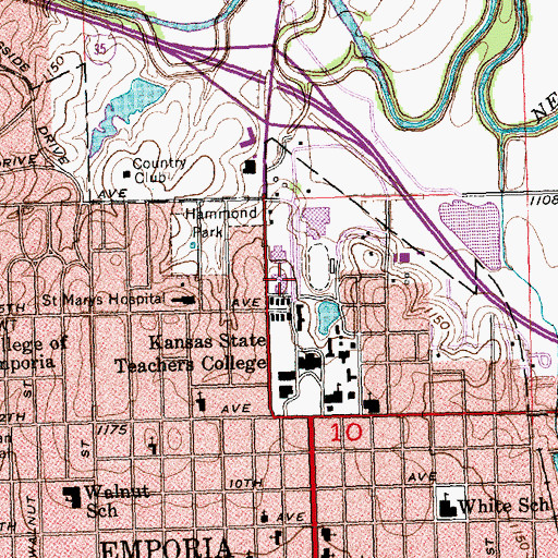 Topographic Map of Emporia State University Butcher Education Center, KS