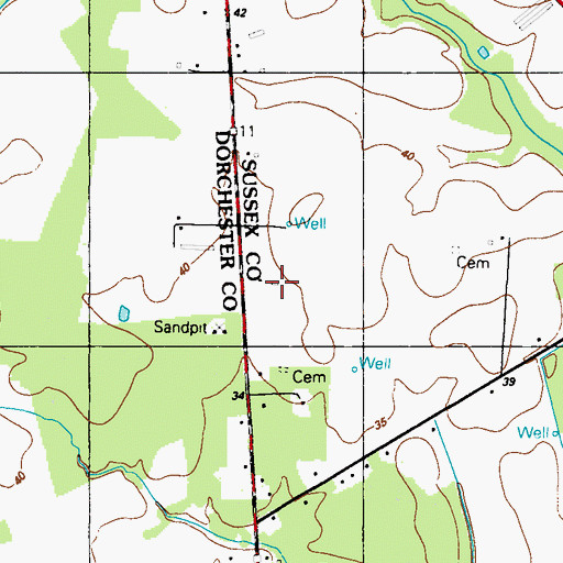 Topographic Map of Pevey Airport, DE