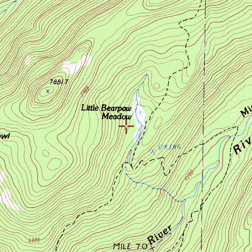 Topographic Map of Little Bearpaw Meadow, CA