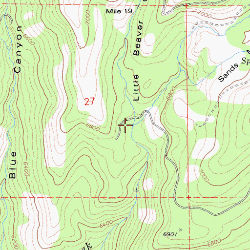 Topographic Map of Little Beaver Canyon, CA