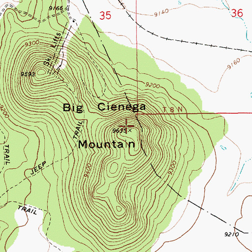 Topographic Map of Big Cienega Mountain, AZ
