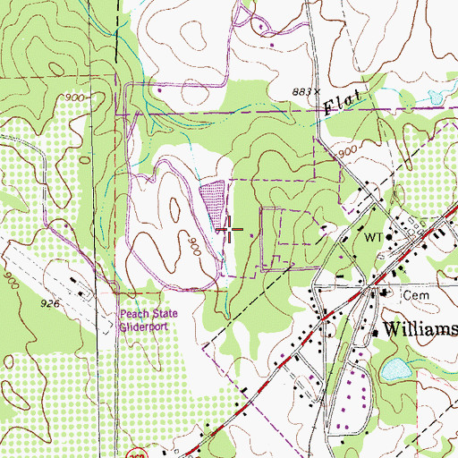 Topographic Map of 3-M's Airport, GA