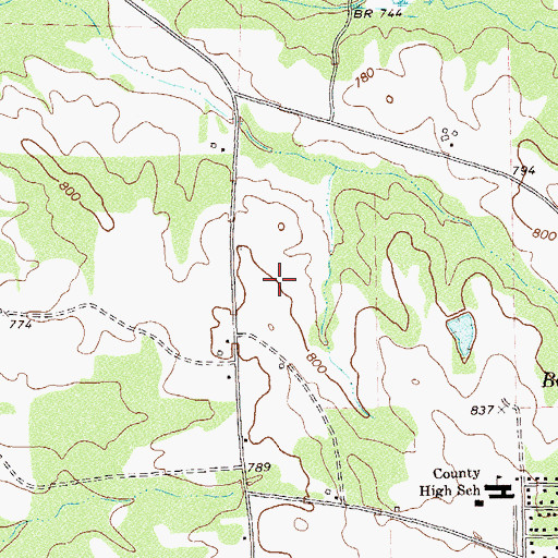 Topographic Map of Beaver Creek Airport (historical), GA