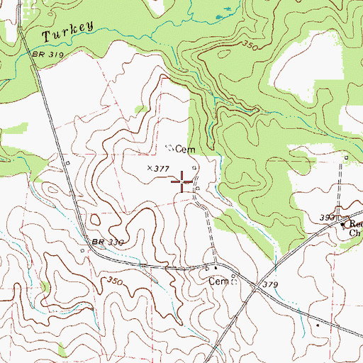 Topographic Map of Everidge Airport, GA