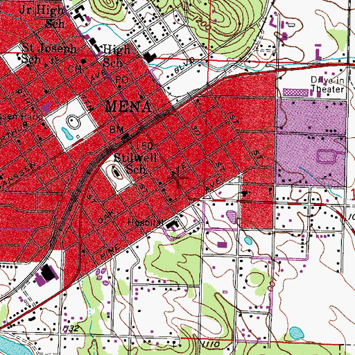 Topographic Map of Mena Fire Department Station 2, AR