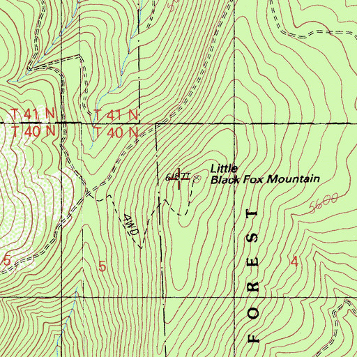 Topographic Map of Little Black Fox Mountain, CA