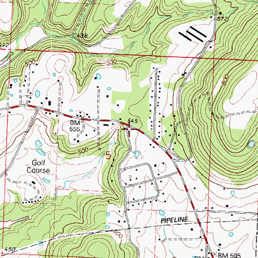 Topographic Map of Altus Rural Fire Department, AR
