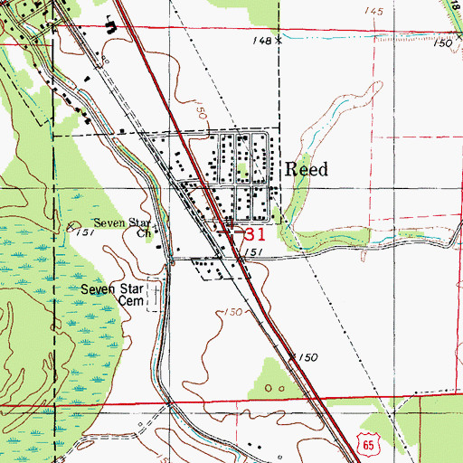 Topographic Map of Reed Volunteer Fire Department, AR