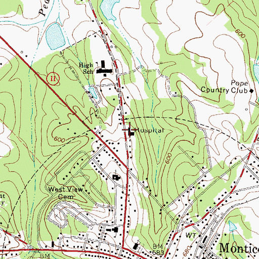 Topographic Map of Jasper County Emergency Medical Service, GA