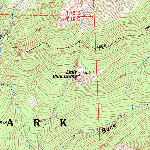 Topographic Map of Little Blue Dome, CA