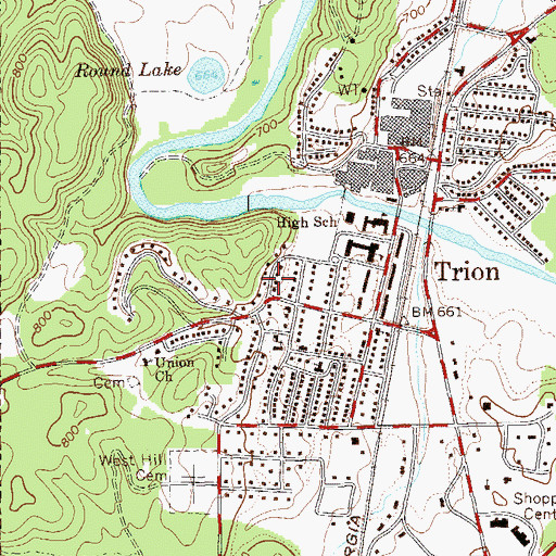 Topographic Map of Chattooga Emergency Medical Services Trion, GA