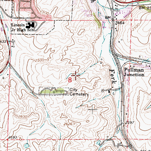 Topographic Map of Pullman Regional Hospital, WA