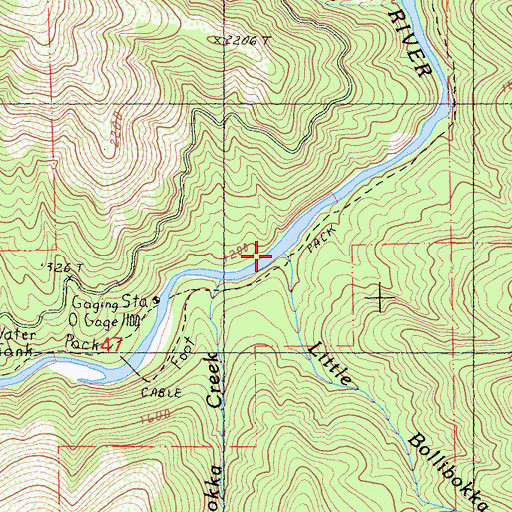 Topographic Map of Little Bollibokka Creek, CA
