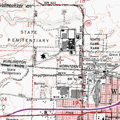 Topographic Map of State Penitentiary Hospital, WA