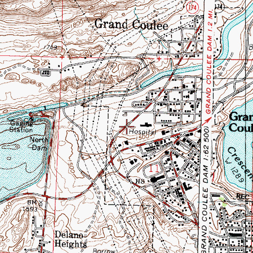 Topographic Map of Coulee Community Hospital, WA