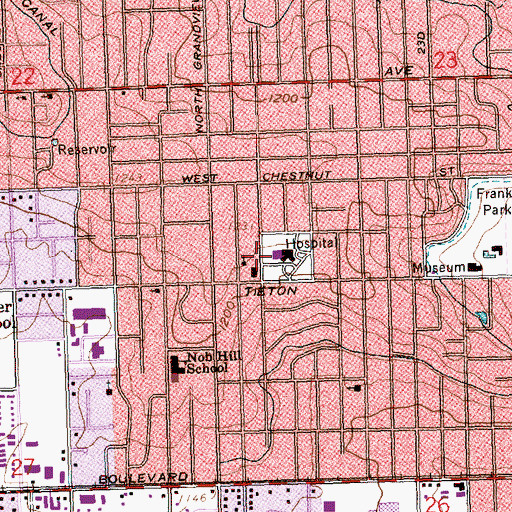 Topographic Map of Yakima Valley Memorial Hospital, WA