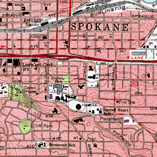 Topographic Map of Daybreak of Spokane Treatment Center, WA
