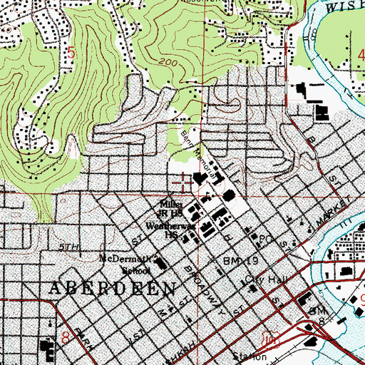 Topographic Map of Grays Harbor Community Hospital East Campus, WA