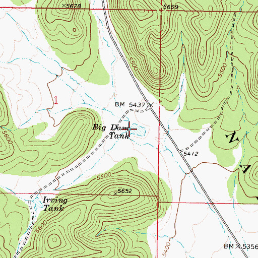 Topographic Map of Big Dam Tank, AZ