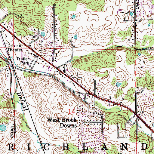Topographic Map of Ellettsville Fire Department Station 7, IN