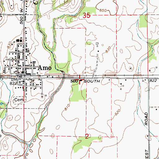 Topographic Map of Mill Creek Fire Department Station 51, IN