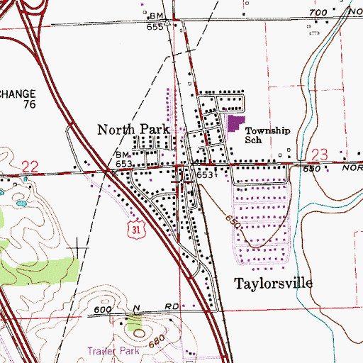 Topographic Map of German Township Fire Department, IN