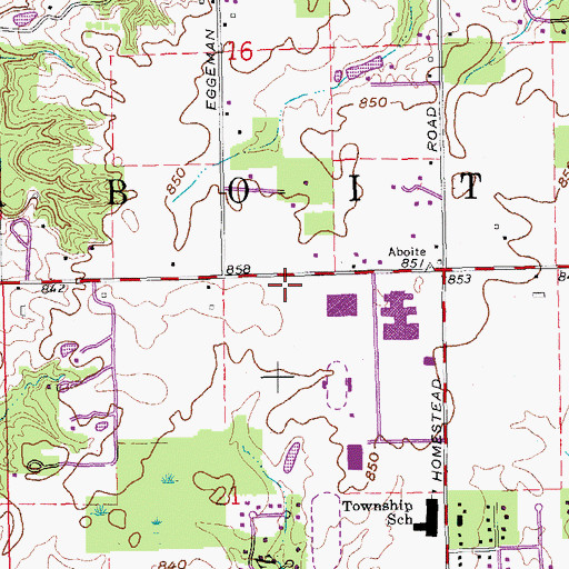 Topographic Map of Aboite Township Volunteer Fire Department, IN