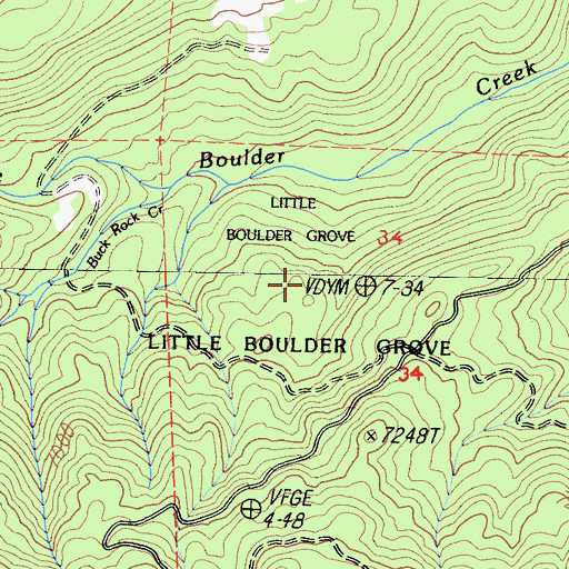 Topographic Map of Little Boulder Grove, CA