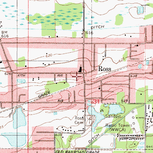 Topographic Map of Lake Ridge Volunteer Fire Department, IN