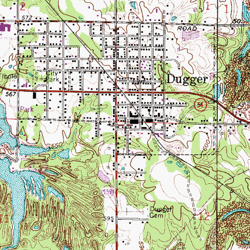 Topographic Map of Dugger - Cass Volunteer Fire Department, IN