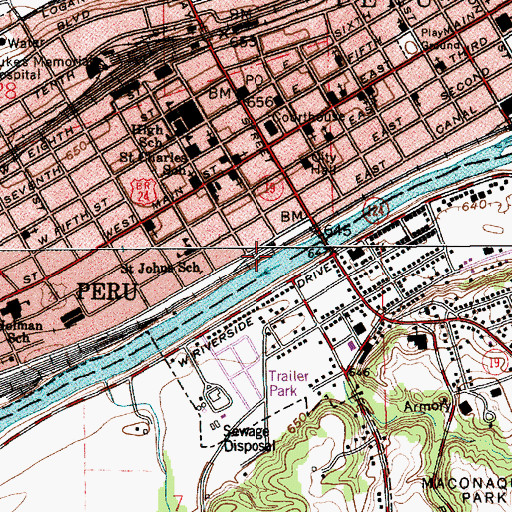 Topographic Map of Peru Fire Department Station 1, IN