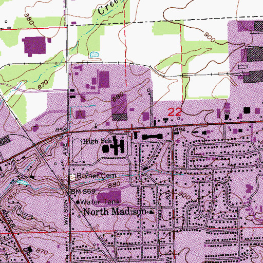 Topographic Map of Madison Volunteer Fire Department Clifty Six Fire and Rescue Company 6, IN