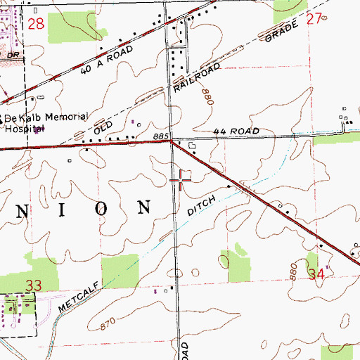 Topographic Map of Auburn Fire Department Station 1, IN