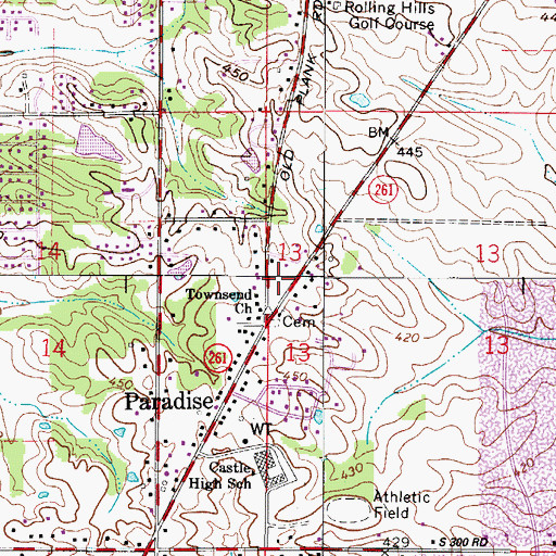 Topographic Map of Ohio Township Fire and Rescue Station 1, IN