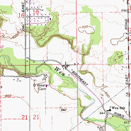 Topographic Map of Wea Township Community Fire Department, IN