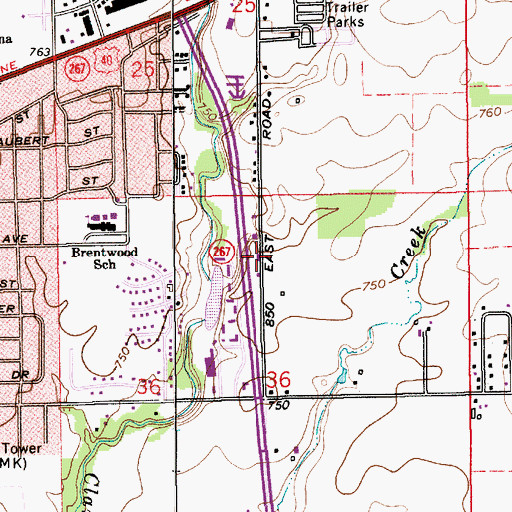 Topographic Map of Plainfield Fire Department Station 121, IN