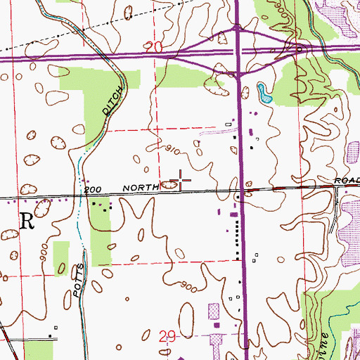 Topographic Map of Greenfield Fire Department Station 422, IN