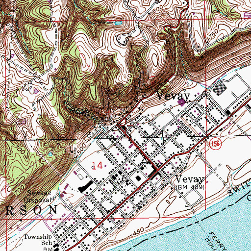 Topographic Map of Jefferson Craig Volunteer Fire Department, IN