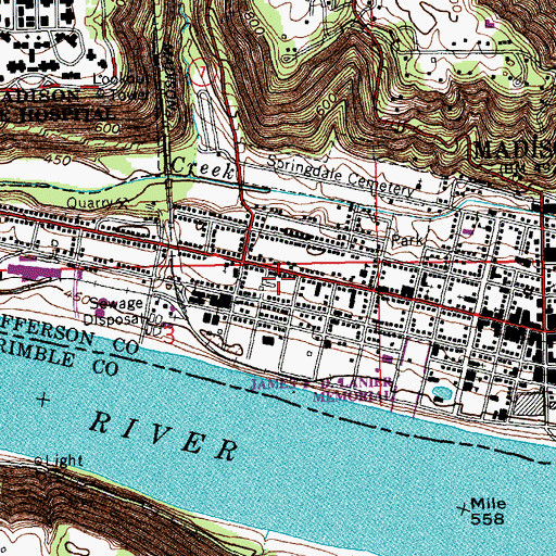Topographic Map of Madison Volunteer Fire Department - Western Fire Company 3, IN