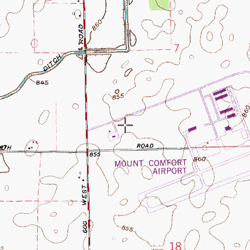 Topographic Map of Buck Creek Township Fire Department, IN