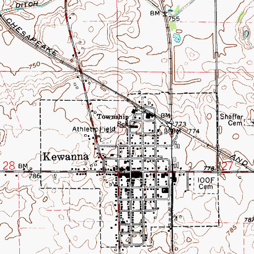 Topographic Map of Kewanna - Union Township Volunteer Fire Department, IN