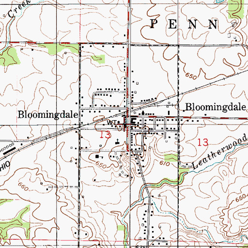 Topographic Map of Bloomingdale Fire Department, IN