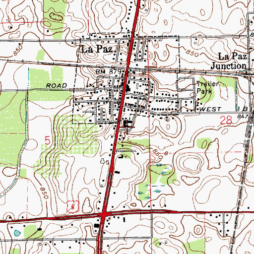 Topographic Map of La Paz - North Township Volunteer Fire Department, IN