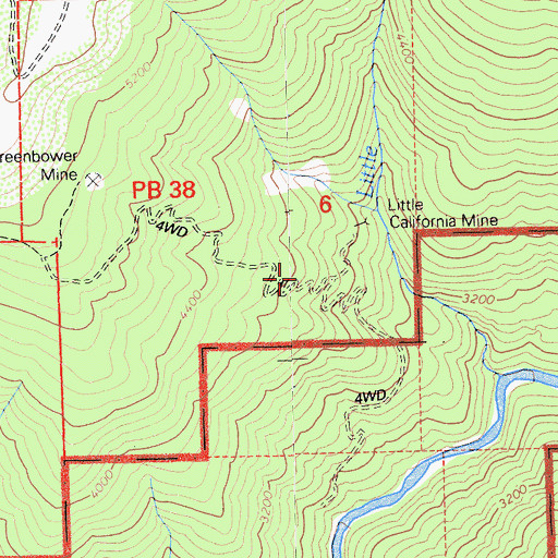 Topographic Map of Little California Mine, CA