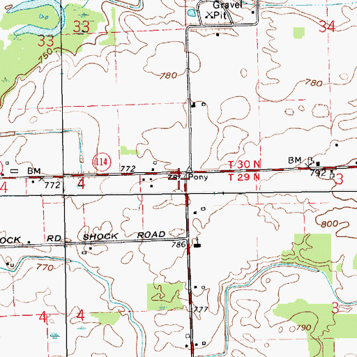 Topographic Map of Chester Township Fire Department, IN